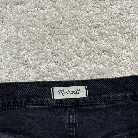 Madewell 27 Washed Out Black Raw Frayed Hem Stretch Denim Straight Mini Skirt - Picture 3 of 5